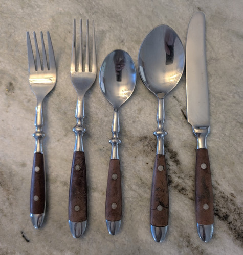 Vintage Hampton Silversmiths Bistro 5 Pc Brown Stainless Flatware  Place Setting