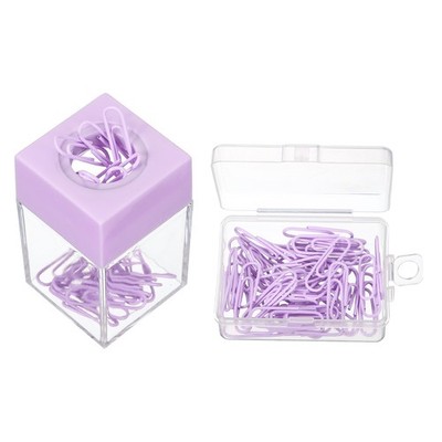 Magnetic Paper Clip Holder Dispenser, Purple(68Pcs, Purple Clip1)