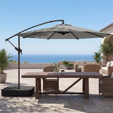 3 m Garden Cantilever Parasol with Cross Base, Sandbag, Banana Umbrella