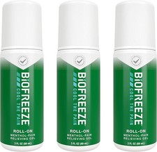 Biofreeze Roll-On Pain-Relieving Gel 3 FL OZ, Green Pack Of 3 Topical Pain