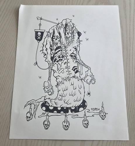 Eric Pigors Hand Drawn Zombie 11" x 14" Signed Art - Picture 1 of 3
