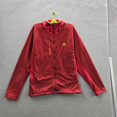 Adidas Outdoor Men Jacket XL Red Embroidered Fleece Sherpa Deep Pile Full Zip