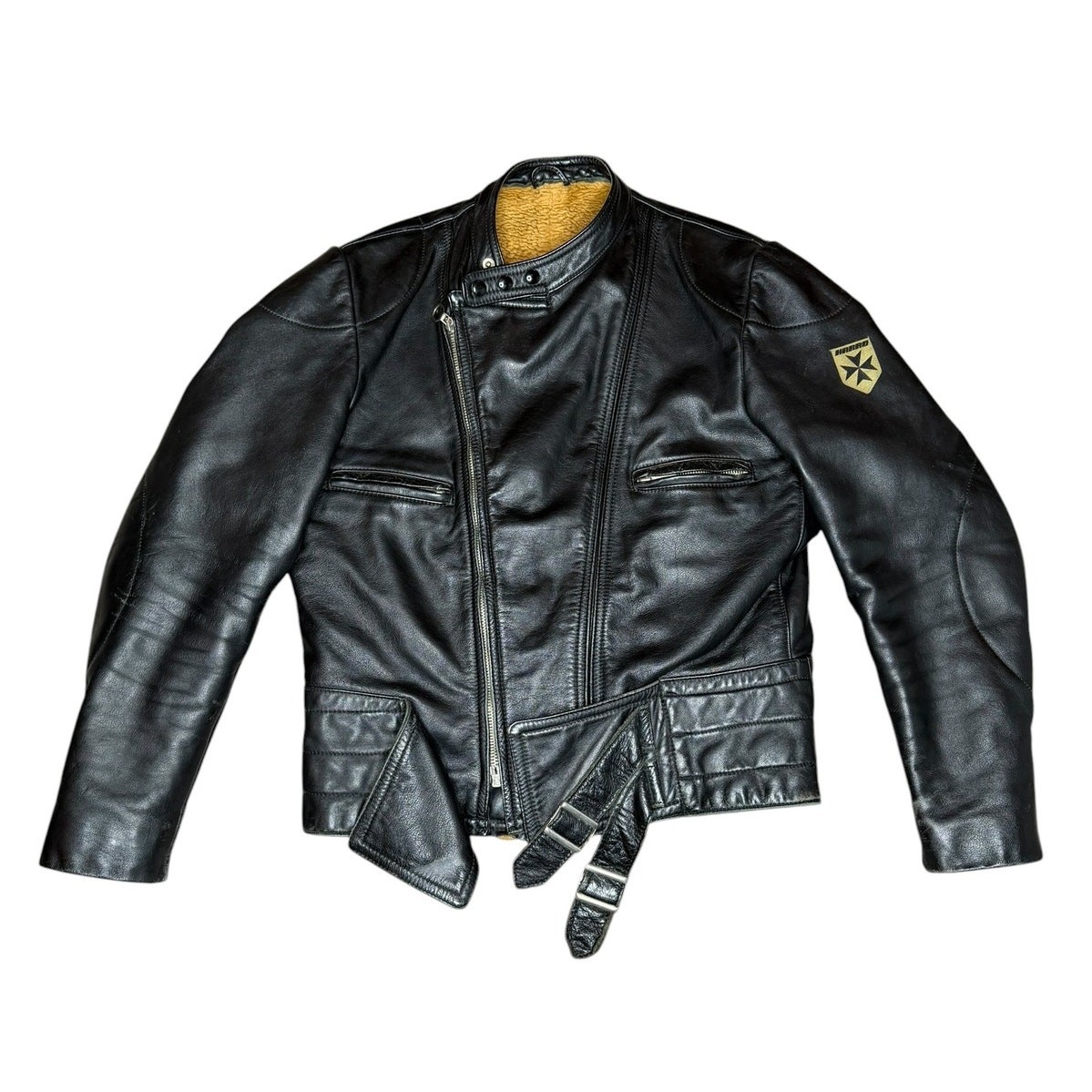 Vintage Harro Black Leather Motorcycle Jacket Size M/52