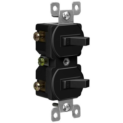 Wengart Duplex Rocker Combination Switch – 120V 15A, 2 Individual Switches, Ground Terminal, UL Listed, Wall Plate Included