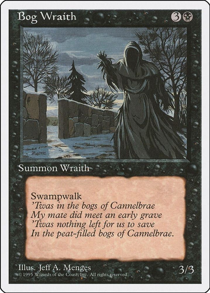 1995 Magic: The Gathering: Fourth Edition Bog Wraith (#124, Uncommon, Near Mint)