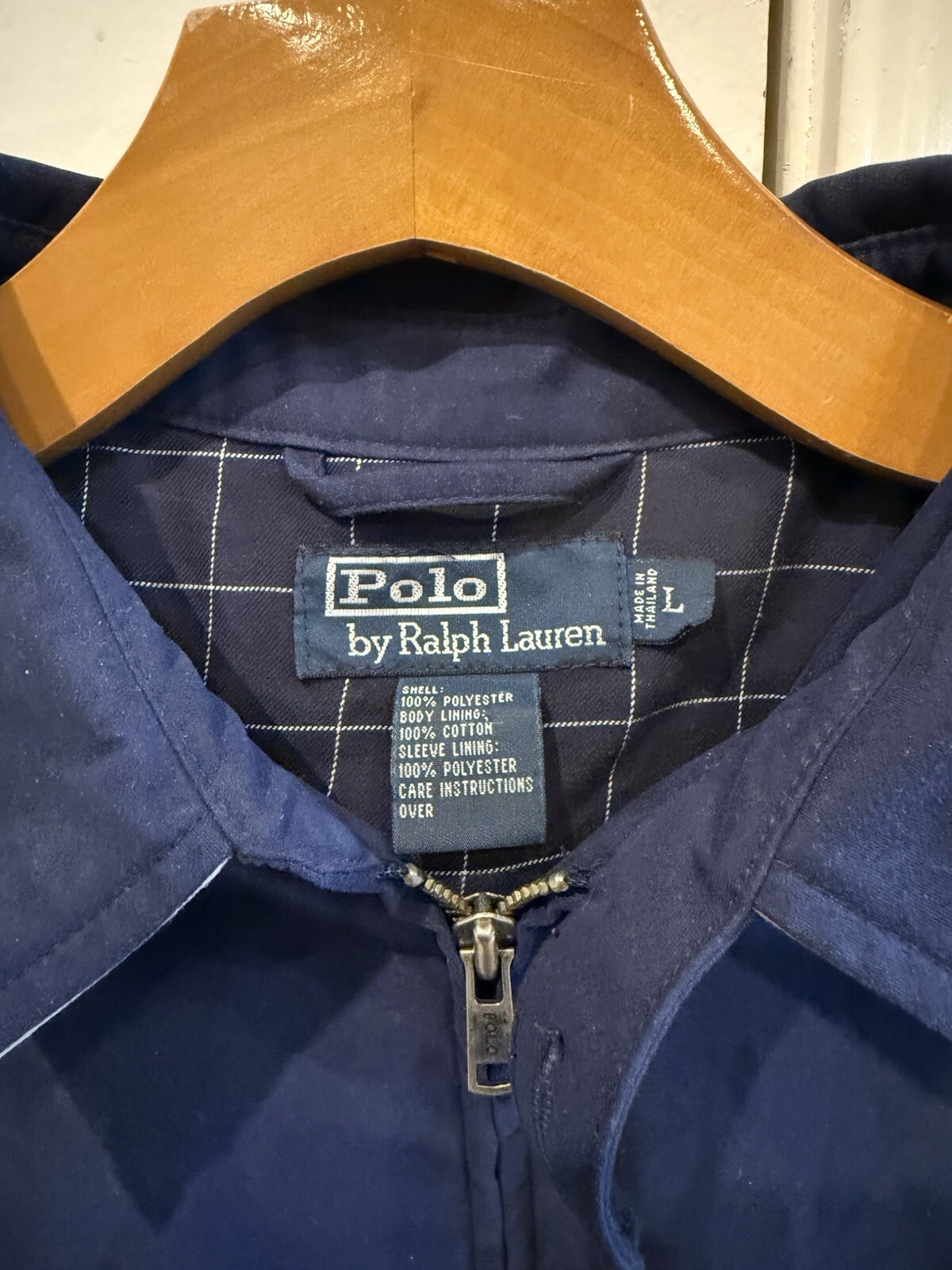 Giacca Vintage Polo Ralph Lauren Pony Harrington Full Zip Blu Uomo Large