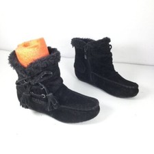 Kali Kid's Girl's Boots Faux Fur Children's Ankle Booties Shoes Black Size 9