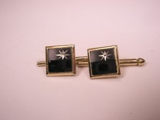 SINGLES 2 3/8" Black Square Starburst Vintage SWANK Formal Tux Shirt Stud b222