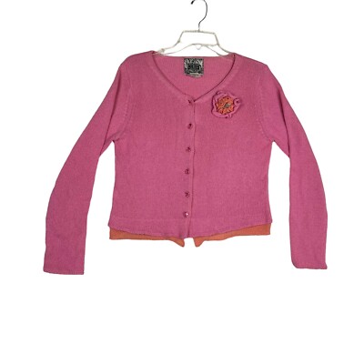 Curio Women's Large Pink Knit Long Sleeve Button Front Cardigan