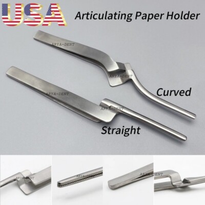 Dental Articulating Paper Holder Serrated Pliers Tweezer Straight/Curved Forceps