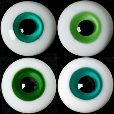 Wholesale 4 Pair 20mm Round Flatback Green Iris Pupils Glass Eyes for BJD Doll