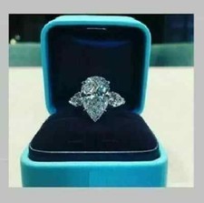 2Ct Pear Cut Lab Created Diamond Wedding Engagement Ring 14k White Gold Plated