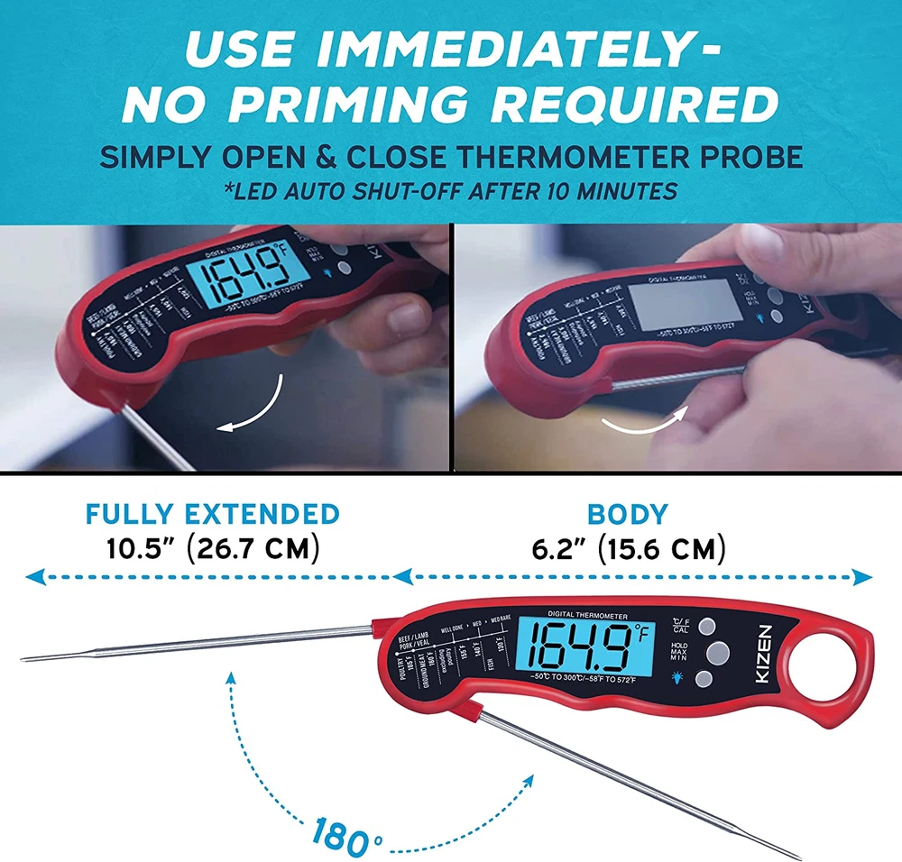 Digital Meat Thermometer with Probe - Waterproof,  Baking, Liquids, Candy, Grill