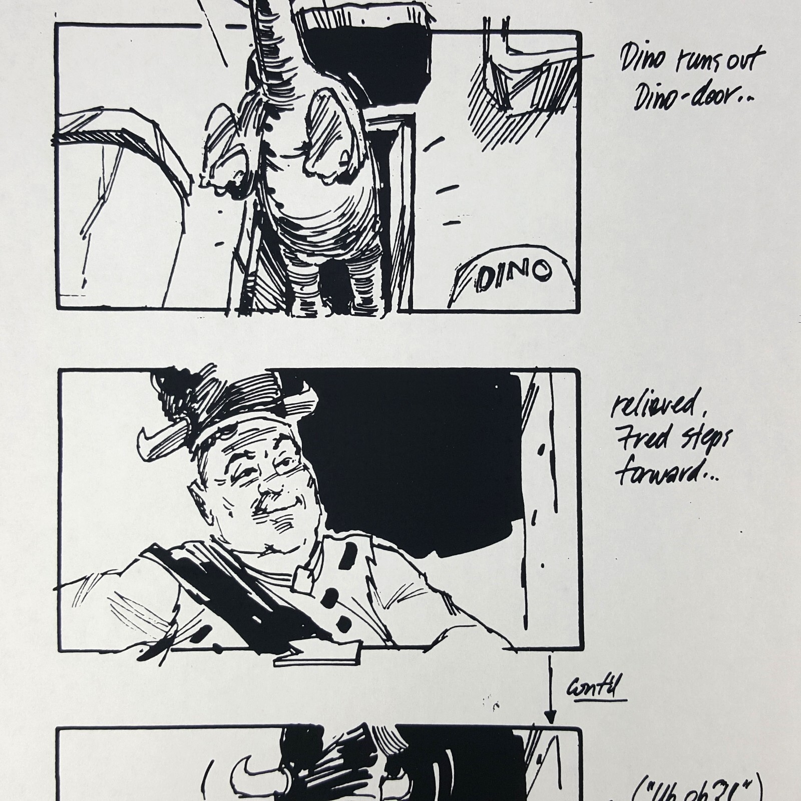 Image 4 of The Flintstones (1994 Film) Production Used Storyboard, Dino Charges Fred 1, COA