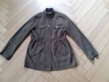 Zara Basic Langarm Bluse Jacke khaki grün Tunnelzug Military Gr. S Top Zustand