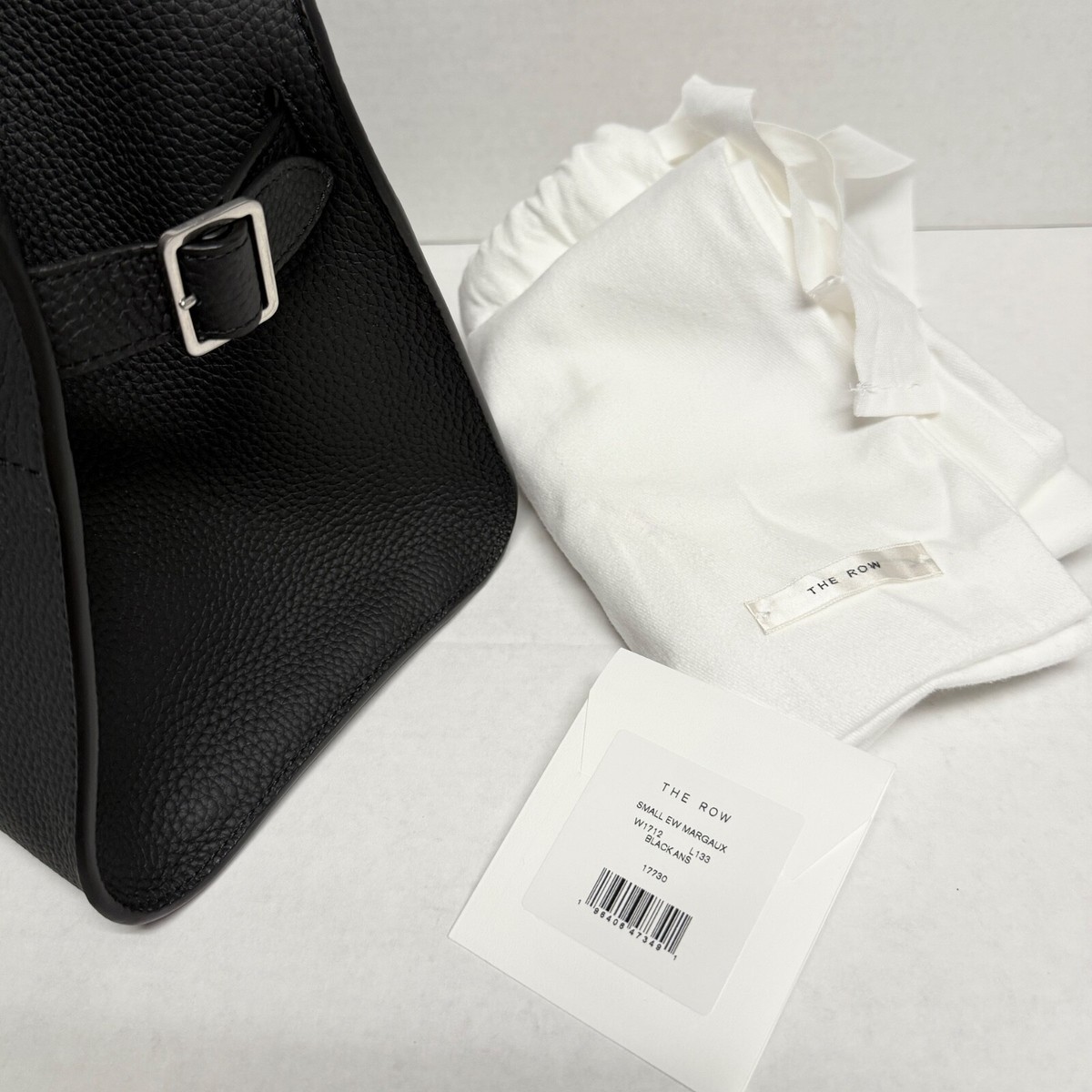 THE ROW Margaux Shoulder 12 Bag in Black Grained Calfskin Leather