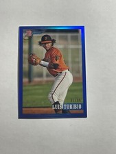 LUIS TORIBIO 2021 BOWMAN HERITAGE CHROME RC BLUE REFRACTOR #D 31/99 SP GIANTS