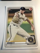2020 Bowman Paper Prospects Jumbo 5x7 Nick Bennett Brewers 02/49 BCP140