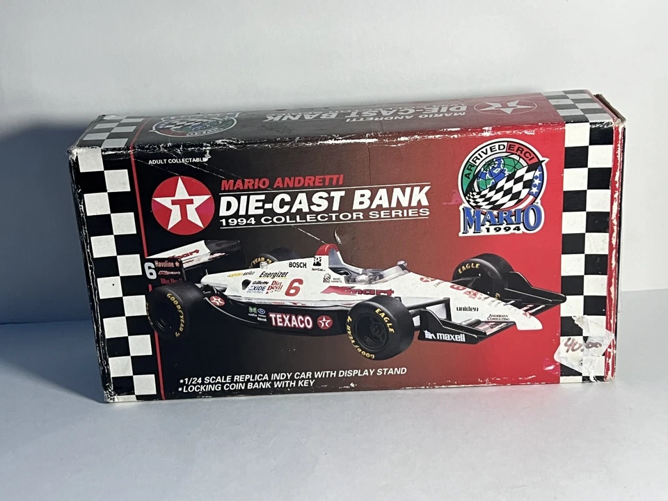 Texaco Racing Mario Andretti 1994 Havoline 1/24 Indy Caja Firmada Banco Diecast Foto 2 de 4
