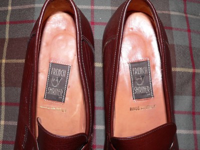 Vintage French Shriner Brown Calfskin Dress Penny Loafers  display picture 2