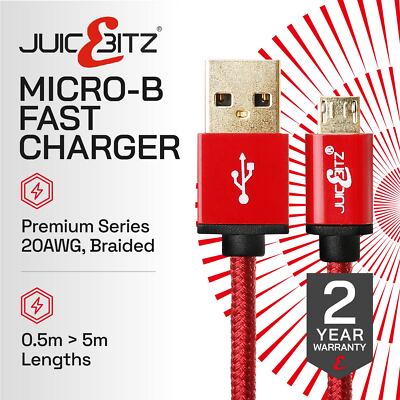 JuicEBitz  Geflochtenes Micro USB Kabel lang 4m 5m USB-A auf Micro-B Schnellladegerät