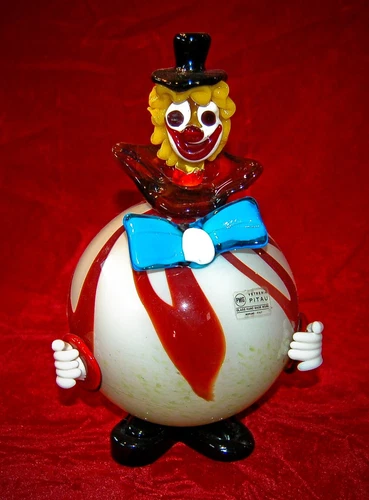 MURANO Clown Glass Figurine by Vetreria Pitau Made in Venice, Italy