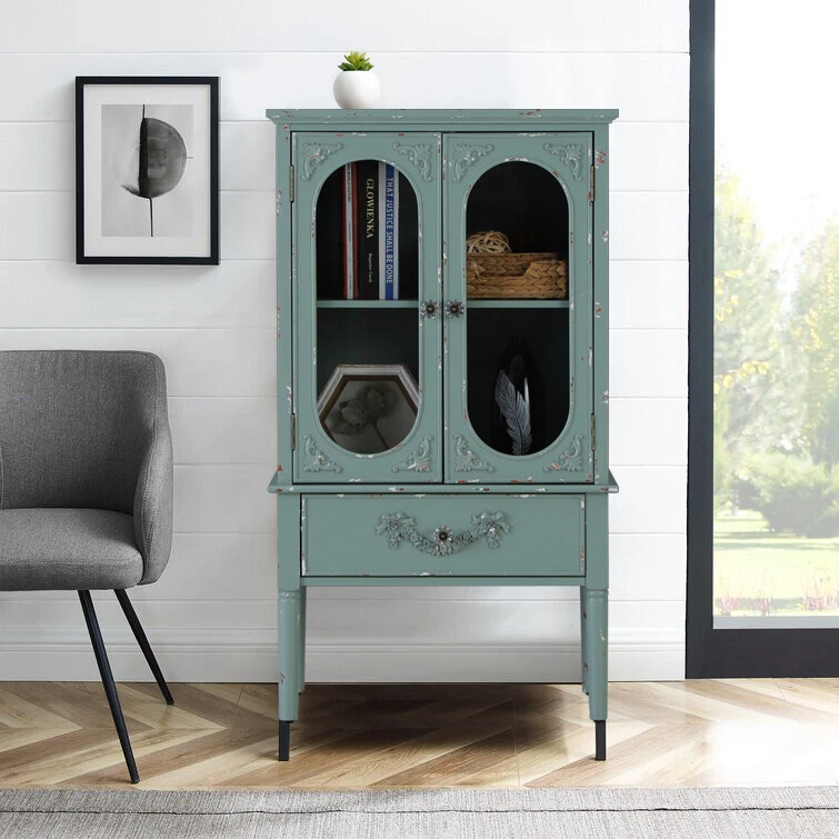 Accent Storage Cabinet 2 Doors w/ Drawer Decorative Cabinet Buffet & Sideboard - Image 4 of 4