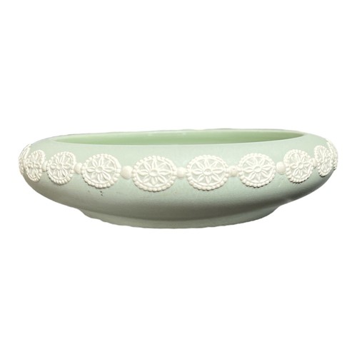 Vintage Dudson Hanley Jasper Ware Sage Green Cupid Pin Bowl Made in England 1945 - Picture 2 of 9