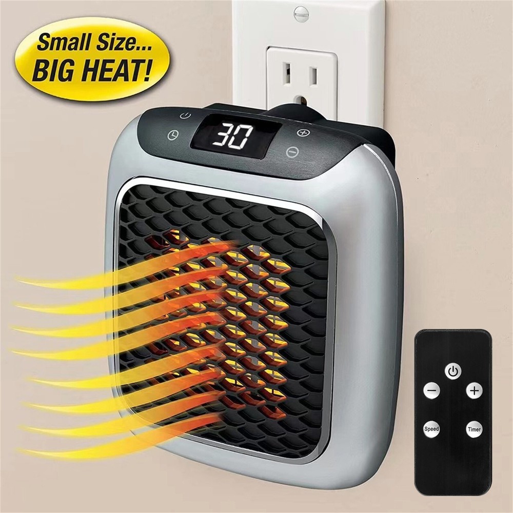 800W Plug In Heater Portable Wall Outlet Space Heater With R
