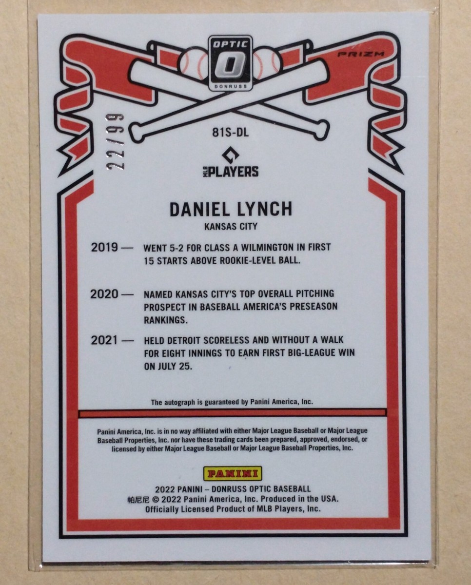 2022 Donruss Optic Daniel Lynch Auto Purple 1981 Retro 22/99