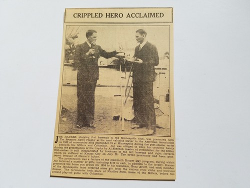 Joe Hauser Minneapolis Millers 1934 Sporting News MVP American Association Award - 第 1/1 張圖片