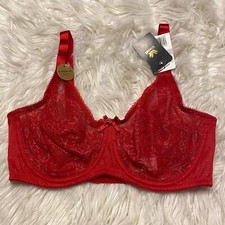 Wacoal 34D Bra Red Retro Chic Full Figure 855186 Underwire Bow Back Close NEW