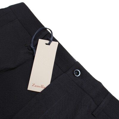 Zanella NWT Chinos / Casual Pants Size 32 US Noah In Solid Blue Seersucker