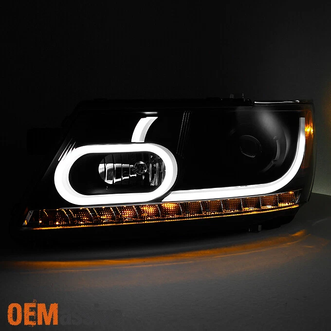 Faros proyectores de señal LED tubo de luz DRL negro para Dodge Journey 2009-2020 Foto 3 de 4
