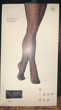 Women's Rattan Pattern Tights - A New Day Black M/L NEW
