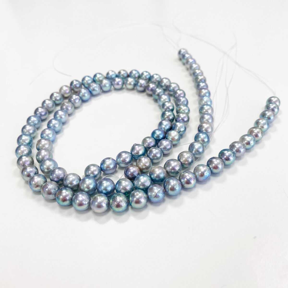 Japanese Blue Akoya Pearls Necklace Loose Strand 6mm 7mm 8mm Japanese Blue Akoya Pearls Necklace Loose Strand 6mm 7mm 8mm