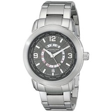 Stuhrling Renegade 654 Men's 42mm Silver Steel Bracelet Case Date Watch 654.02