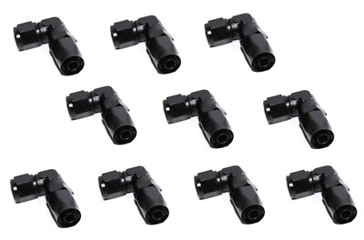 10PC 8AN AN-8 90°Degree Swivel Fuel Oil Gas Line End Union Elbow Fitting Black