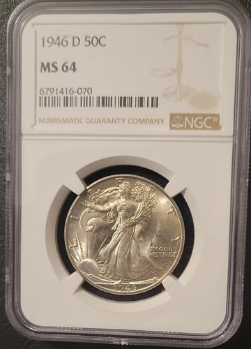 1946 D NGC  Walking Liberty Half Dollar MS64