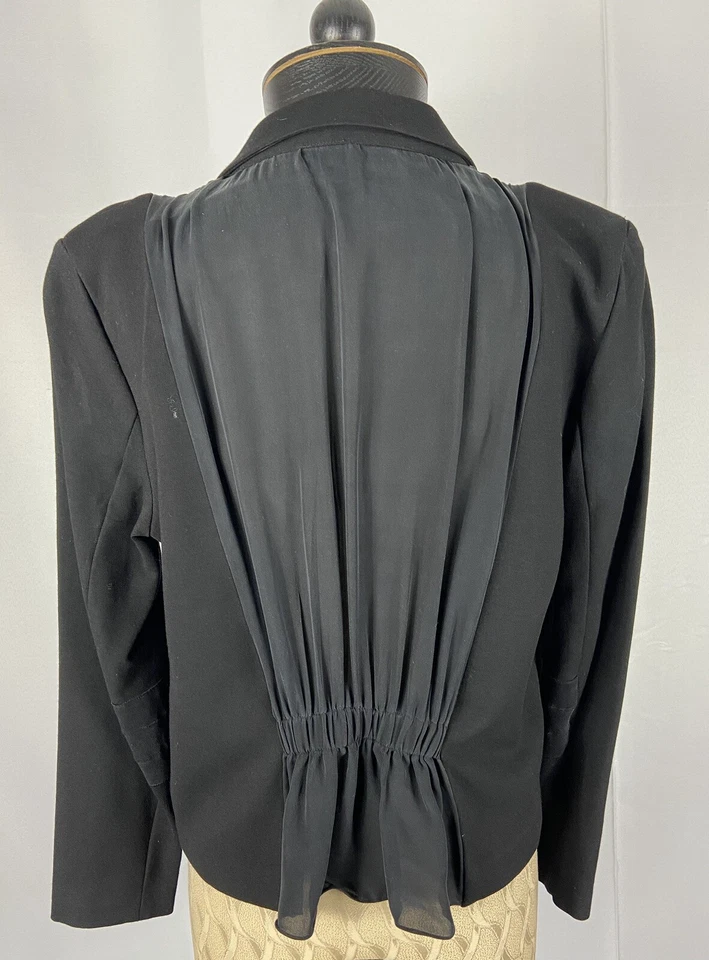 ALICE + OLIVIA Size Large Semi Sheer Black Evening Bow Tie Jacket Top - Image 2 of 4