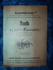 1954 BAUTZ gabel heuwender gabler 1,70 2,10 m arbeitsbreite liste erstazteile