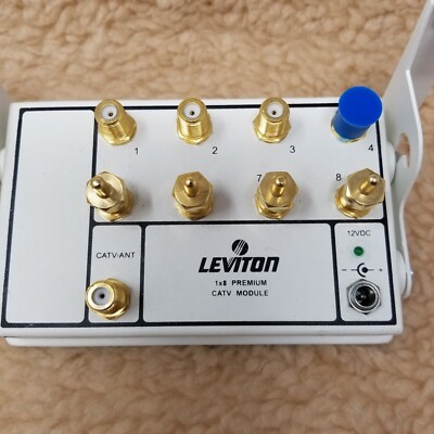 Leviton 47693-8P 1x8 Premium Amplified CATV Module Used w/ Bracket