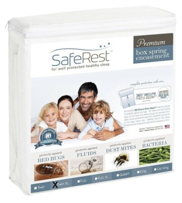 New SafeRest Premium 9'' Deep Box Spring Encasement Waterproof/Breathable TwinXL