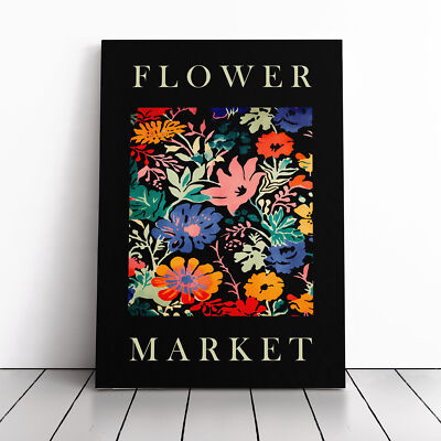 Black Collection Flower Market No.3 Exhibition Canvas Wall Art Print Framed