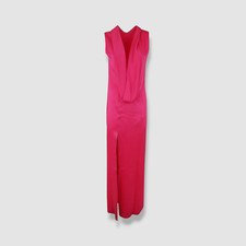 $3475 Versace Women's Pink Enver Shiny Satin Long Cocktail Dress Size 40