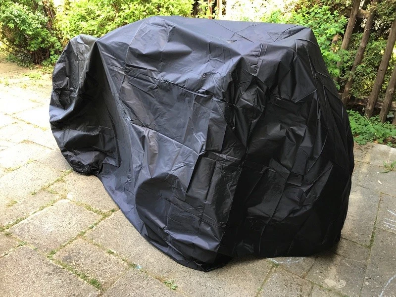 Große robuste Wetterschutzplane für Dreirad Erwachsene Farbe schwarz mit Beutel - Bild 2 von 4