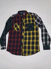 (#A1) DRL - FLANNEL PLAID  Button Down Shirt Multiple Color Women's Large 