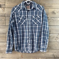 Levis Mens Shirt Long Sleeve Western Pearl Snap Modern Fit Plaid Size Small