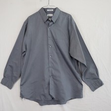 Van Heusen Shirt Mens XL 17.5 34/35 Easy Care Pocket Button Up Gray Long Sleeve