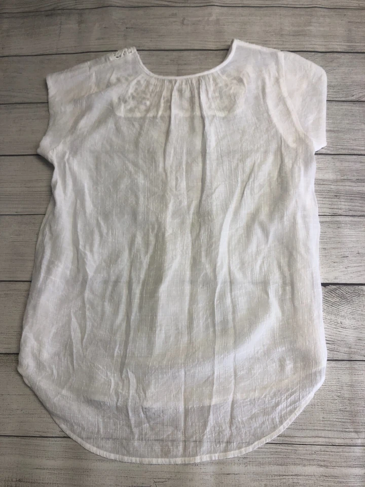 Blusa Camisa Mujer Liz Claiborne Mediana Blanca Encaje Gasa Verano Camiseta sin Mangas Foto 3 de 4